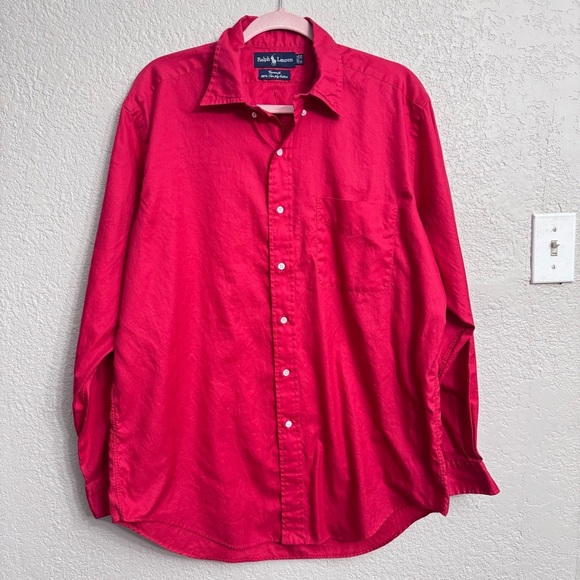 Ralph Lauren Men's Red Yarmouth Button Down Dress Shirt - Size 16/35 - Picture 1 of 4